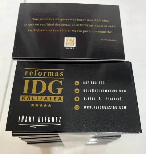 Tarjetería de Reformas IDG, elegancia en todos los detalles.