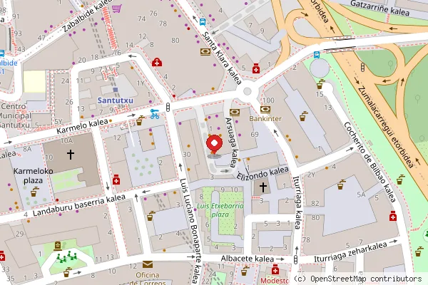 Plano de la zona de El Pintxito de Santutxu