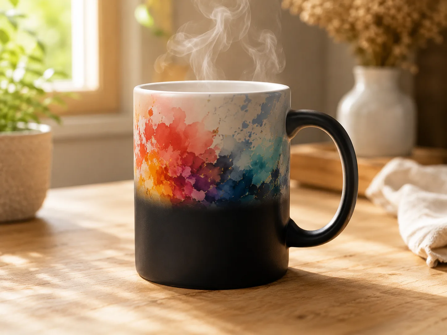 La taza mágica: tu diseño aparece con el calor.